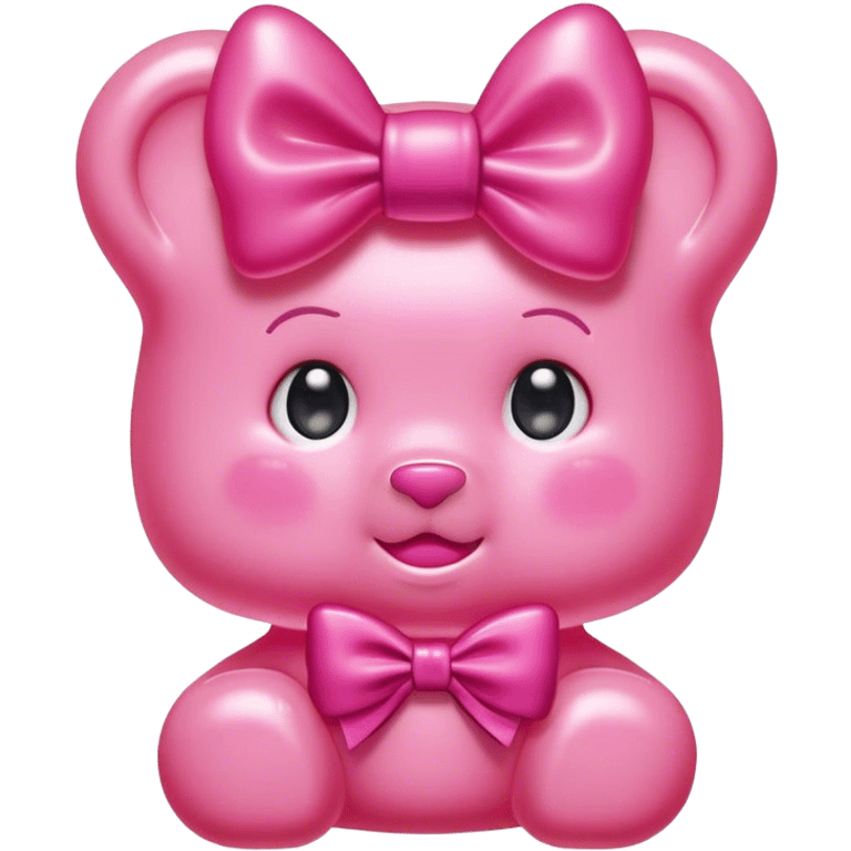 pink girl gummy bear with bow emoji