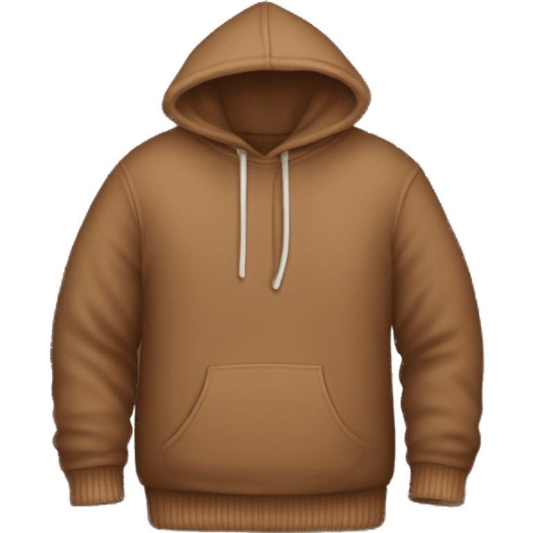 Cozy brown hoodie with a text “sweater weather” emoji