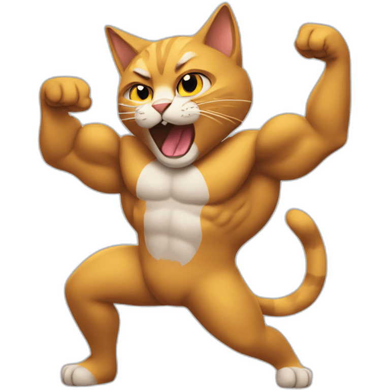 Cat striking a muscle pose emoji