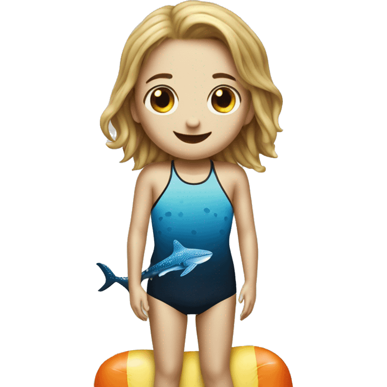 whale shark with a pool float is emoji