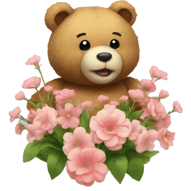 Teddy bear out of flowers emoji