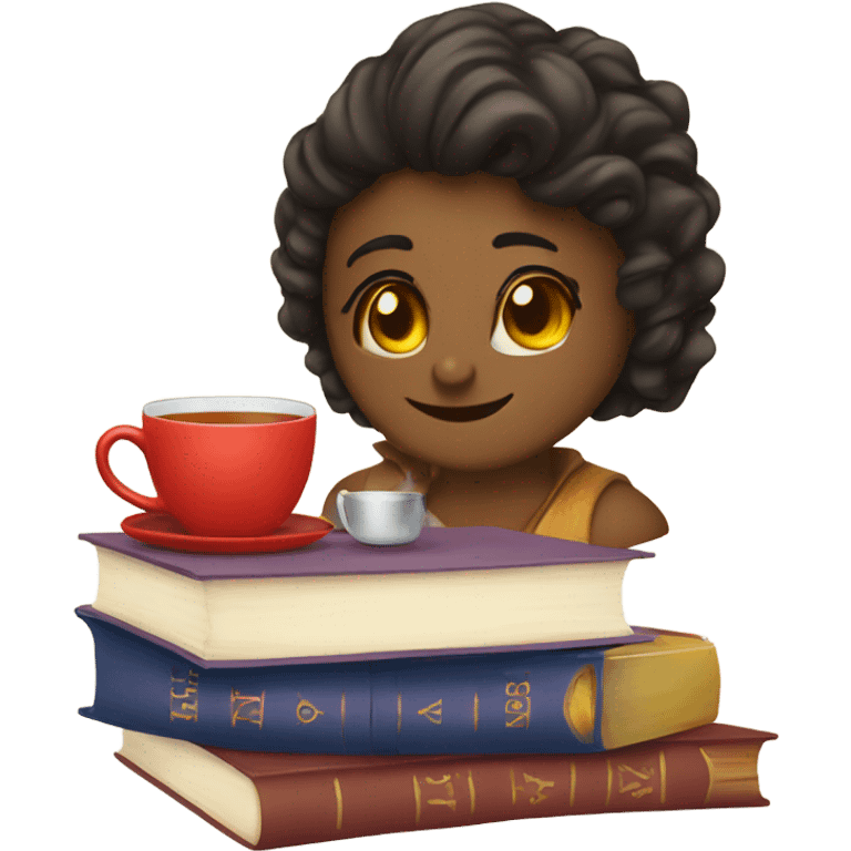 Tea and books emoji