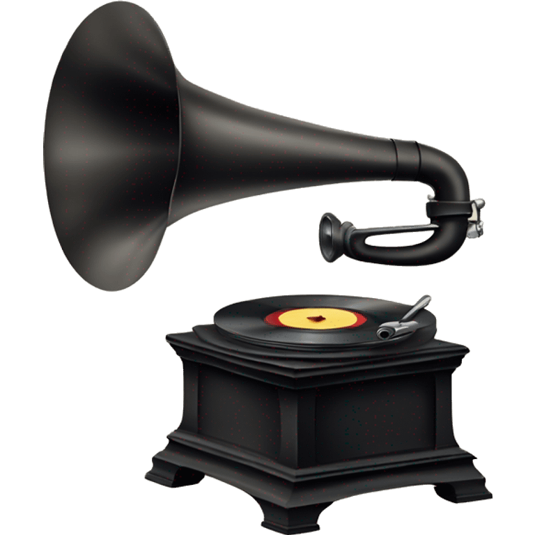 vintage gramophone with stack of vinyl records emoji