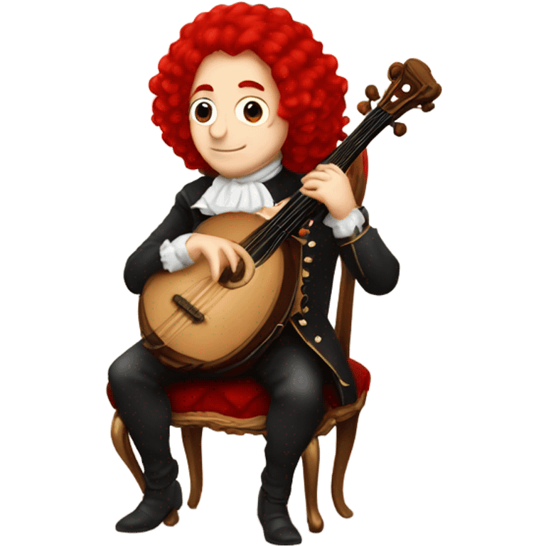 Antonio Vivaldi Baroque Red wig old chibi sitting chair banjo emoji