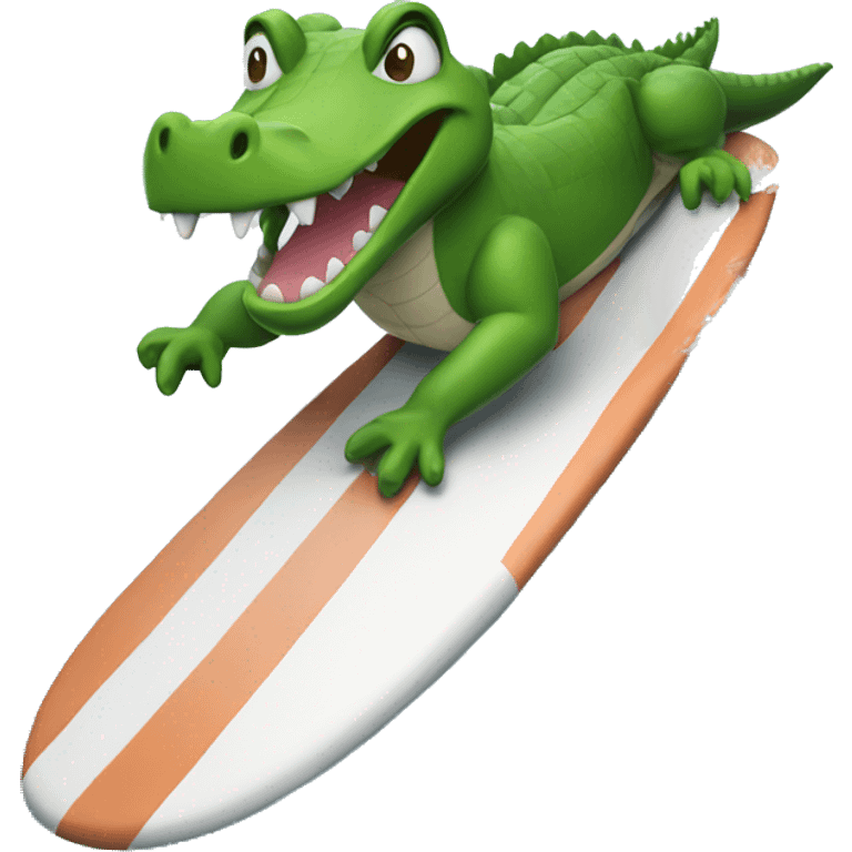 A crocodile surfing emoji