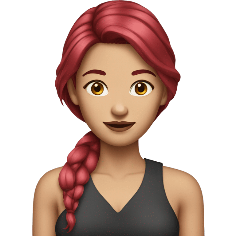 woman with long straight and ruby hair down and white skin emoji