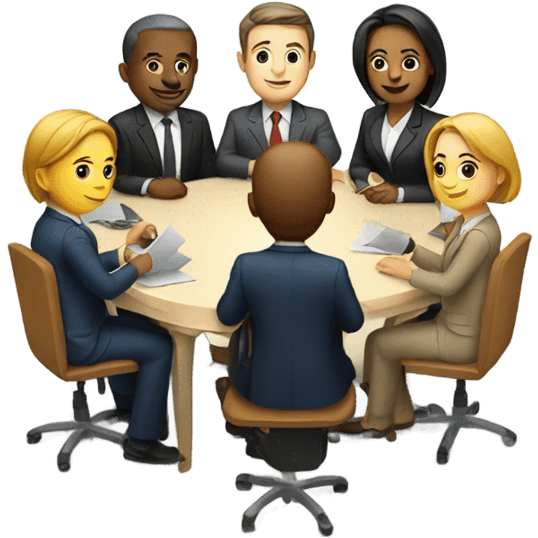 business people sitting at a table, slight perspective  emoji