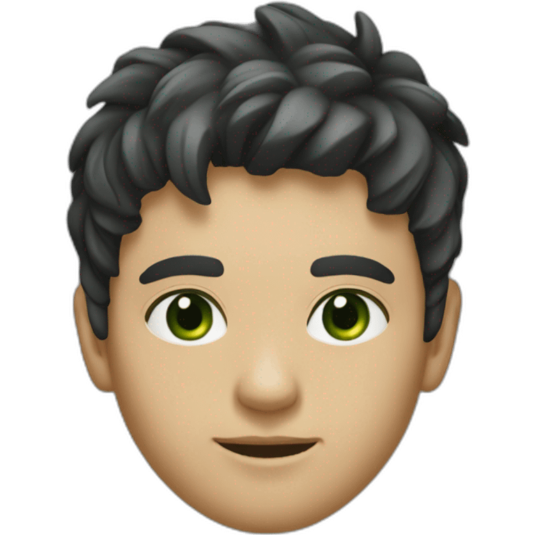 Programmer with dark fade haircut, dark green eyes without glasses in black hoodie emoji