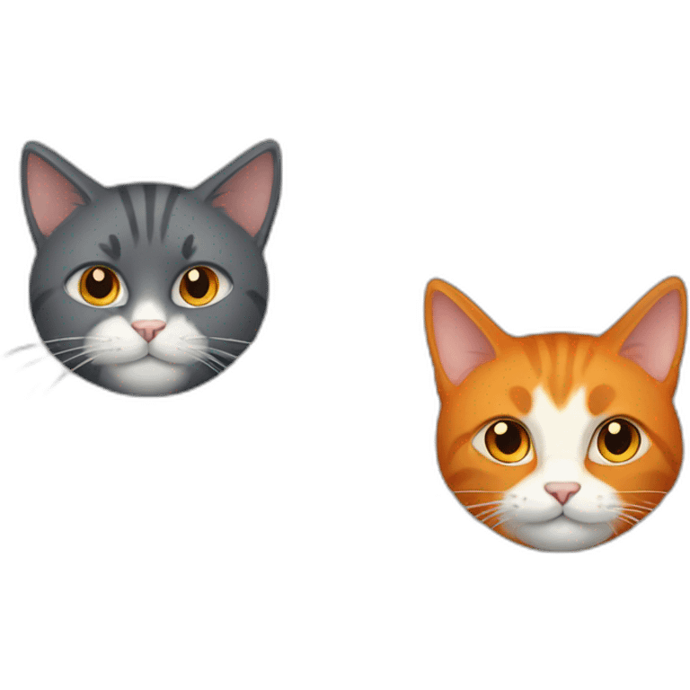 2 cat one Dark grey cat long hair and orange cat  emoji