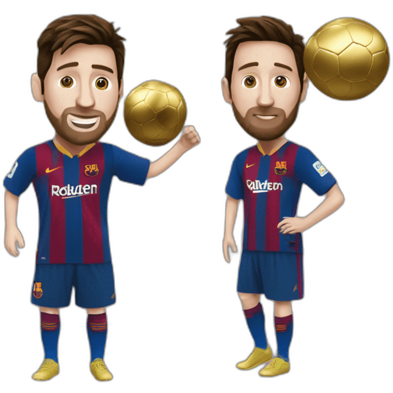 Messi qui vole un ballon d'or emoji