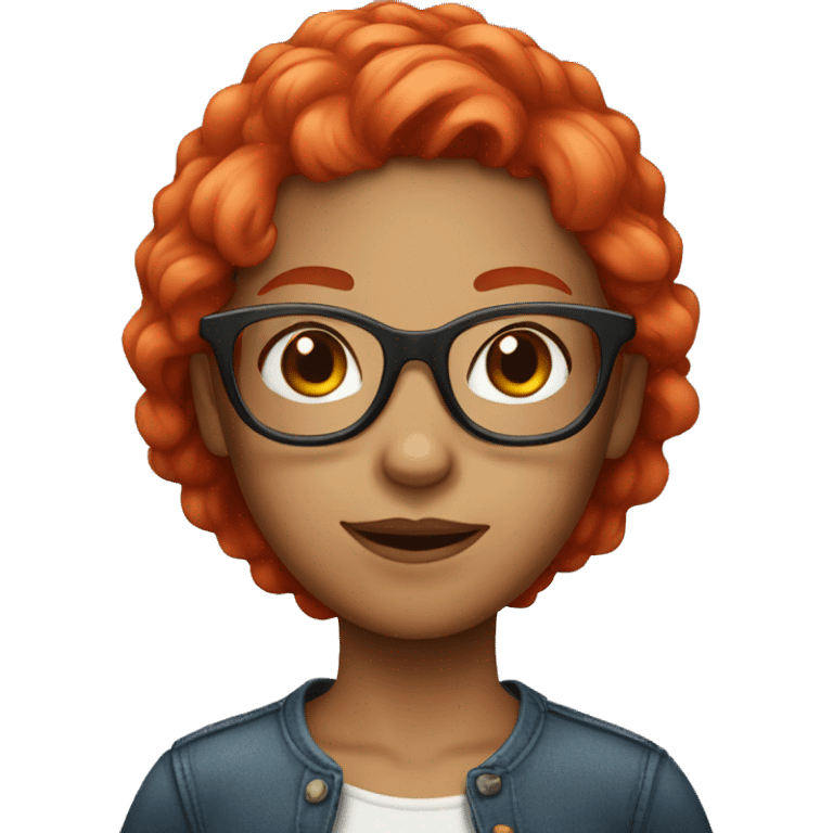 Girl with bright red hair and glasses emoji