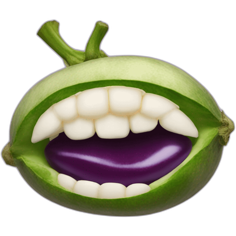 woman mouth over an eggplant emoji