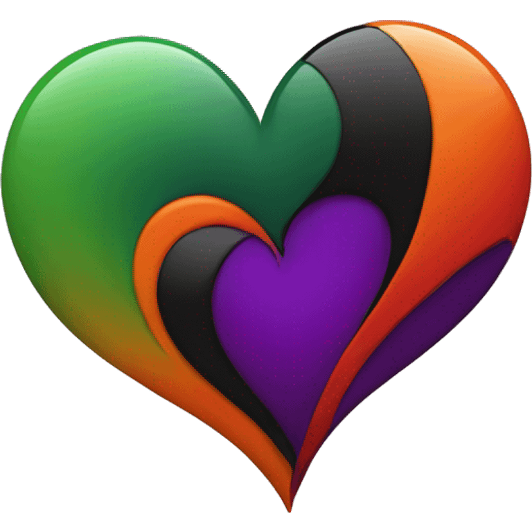 Heart, with red, purple, black, green, and orange swirl emoji