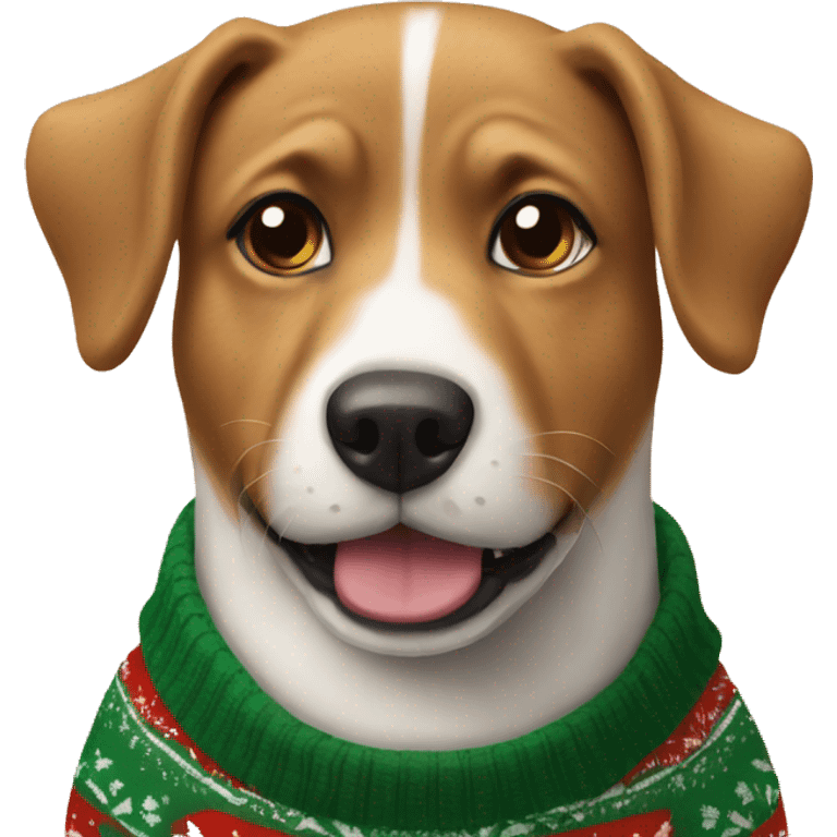 Dog wearing a Christmas sweater emoji