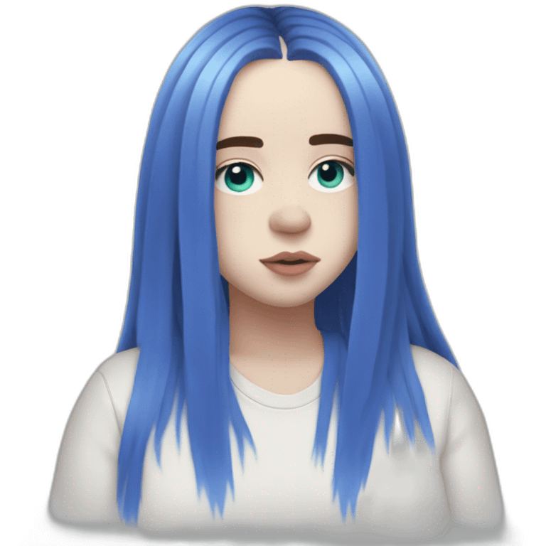 Billie eilish chanteuse cheveux bleus yeux bleus emoji