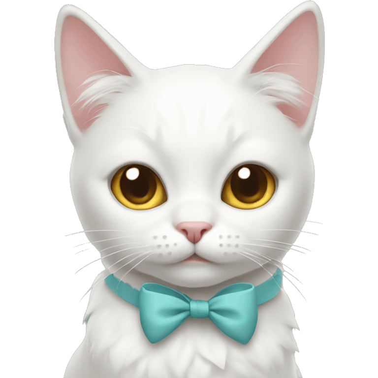 white cat with bow emoji