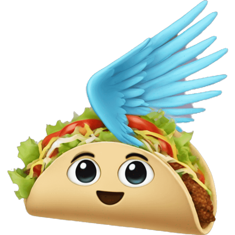 a taco with wing anda halo emoji