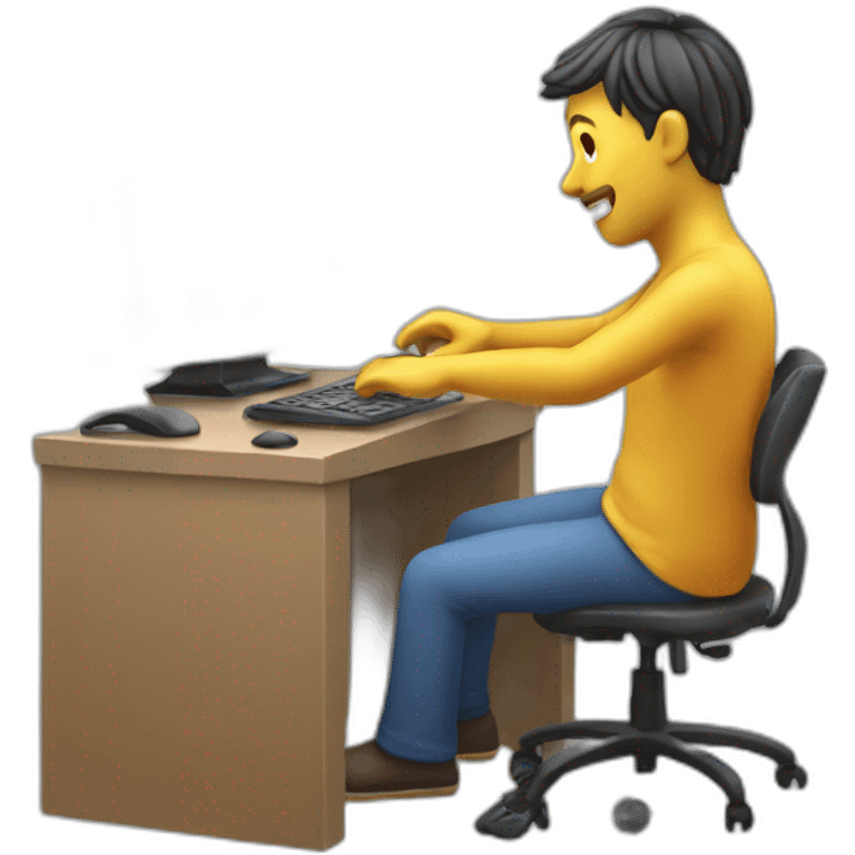 3d man working on pc emoji