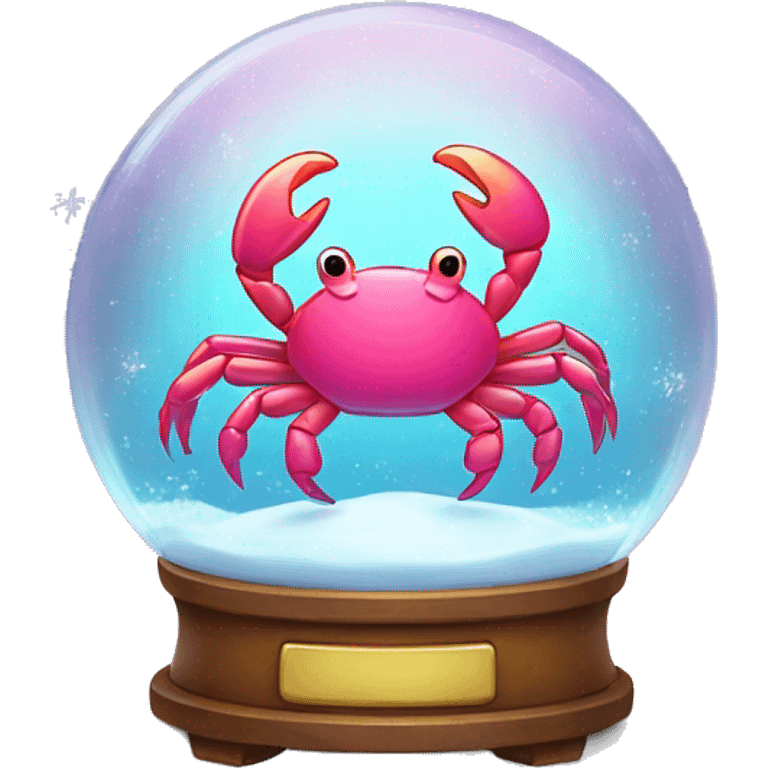 Kawaii neon crab in a magic snow globe  emoji