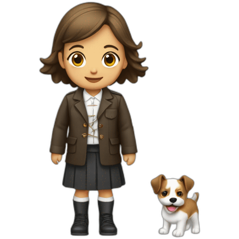 Niña paseando perro pastor alemán emoji