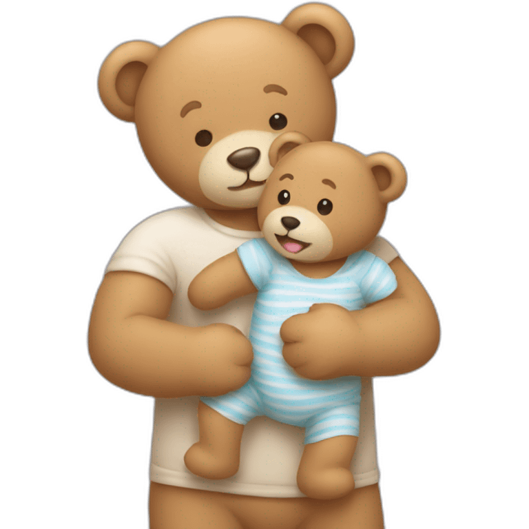 A Teddy Bear hugging a human baby emoji