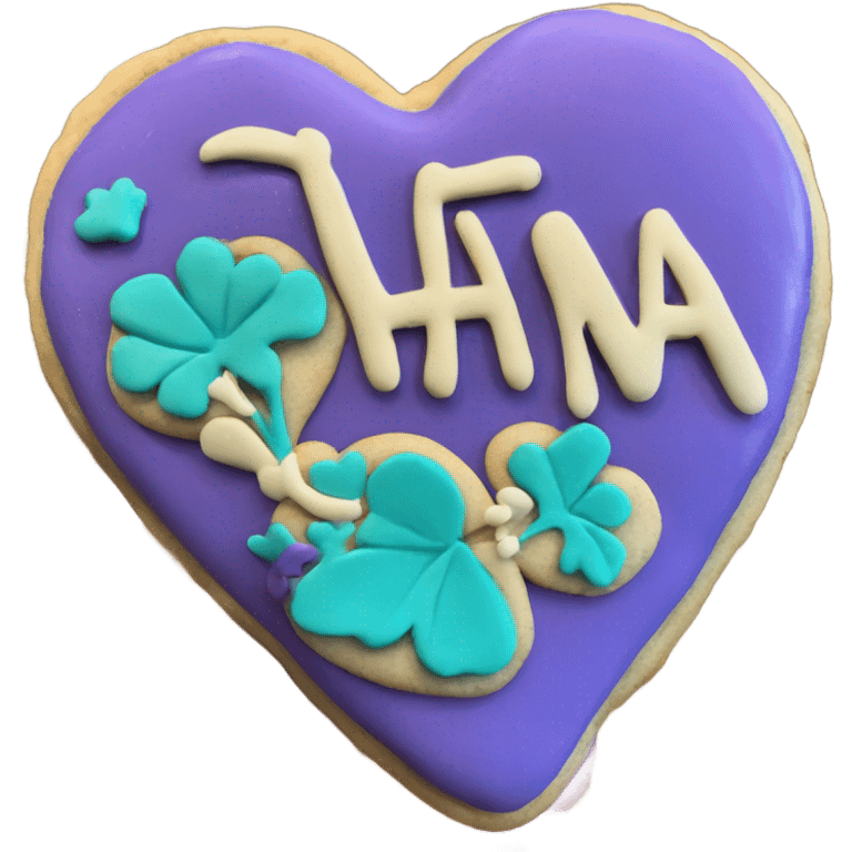 Teal purple Cookie heart with ohana emoji