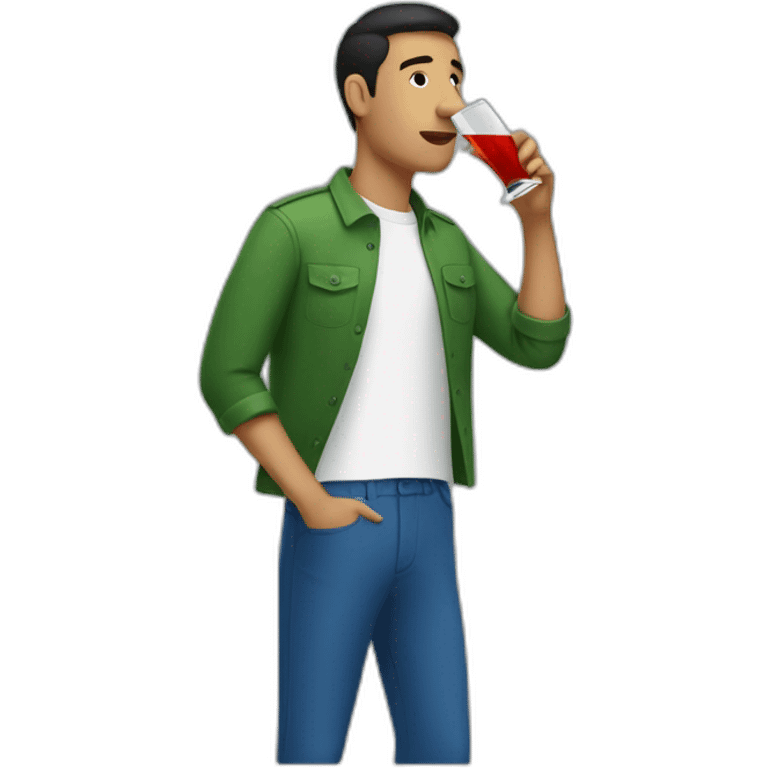 Latin guy Drinking and using lacoste emoji