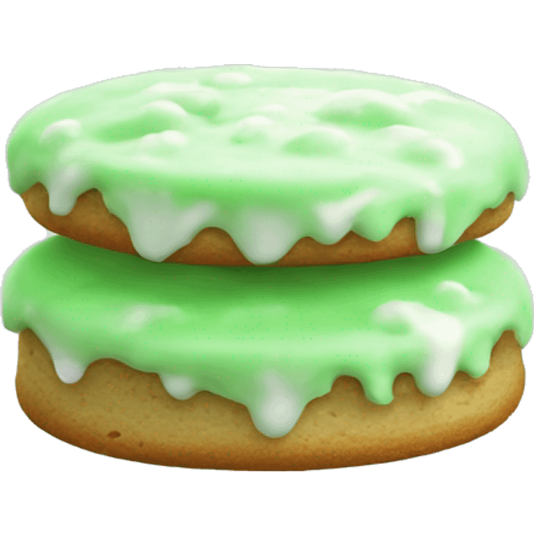 light green cookie with a white frosting on top emoji