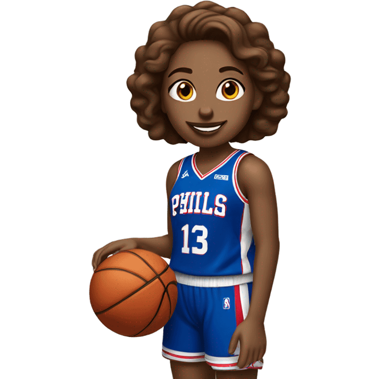 Basketball girl player with Sixers jersey emoji