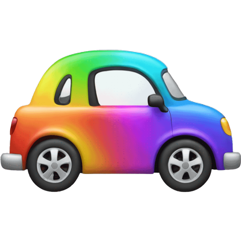 Man driving cute rainbow car emoji