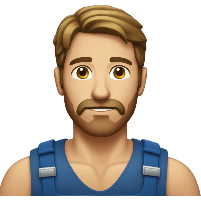 Male farmer, lightly tanned and short thin beard/mustache (brown hair and blue eyes ) emoji