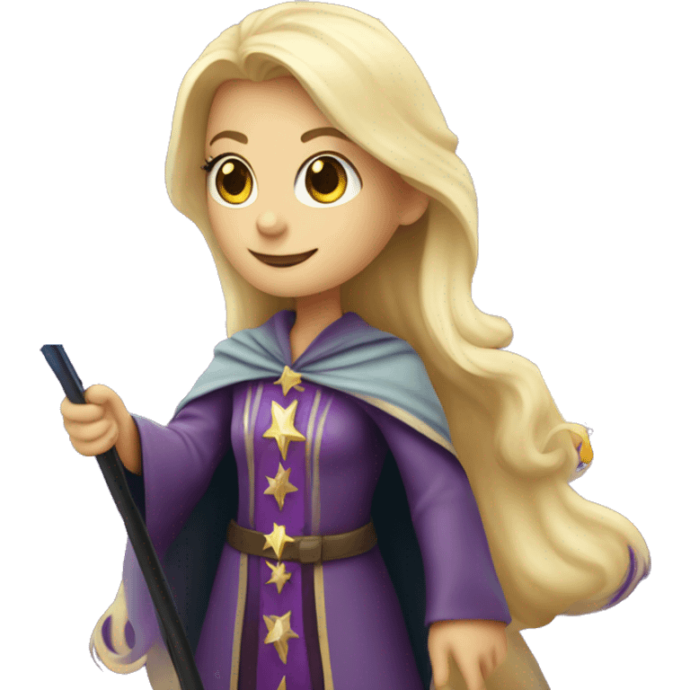 Blonde female wizard with iridescent star wand emoji