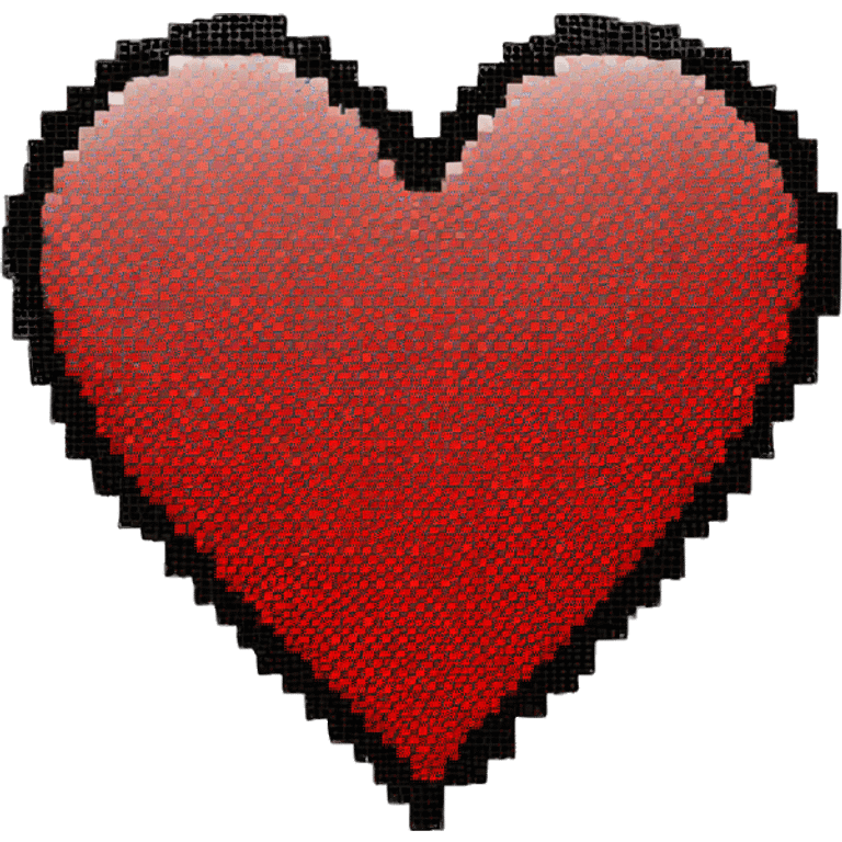 Pixelated red heart with black outline with 2.5d emoji