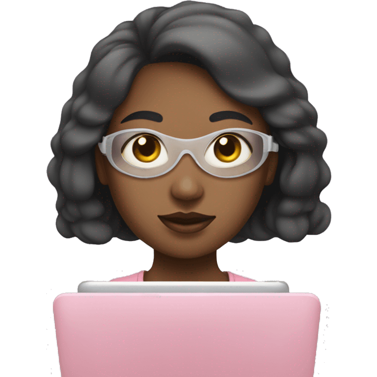 girl with a spa mask on full her face with a laptop emoji