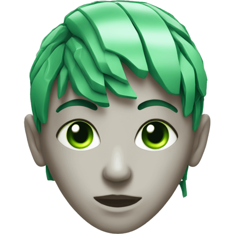 Cyborg head with green eyes and green hair emoji