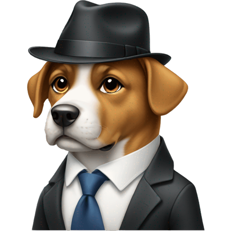 Dog wearing a suit and fedora emoji