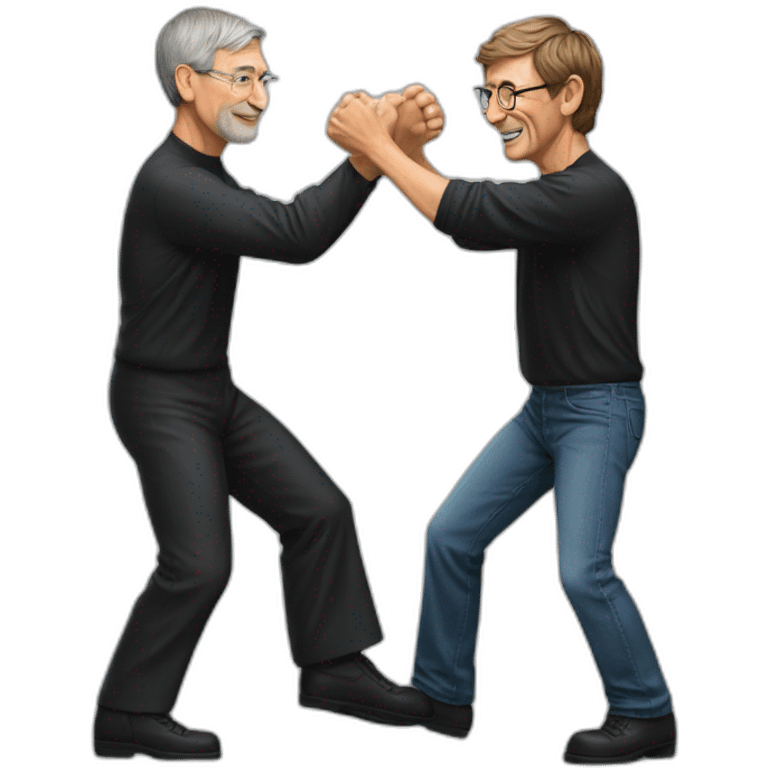 Steve jobs and bill gates wrestling emoji