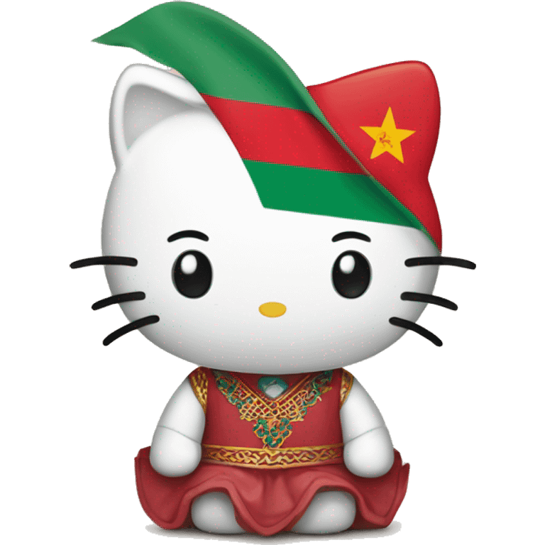 Hello kitty with Moroccan flag emoji