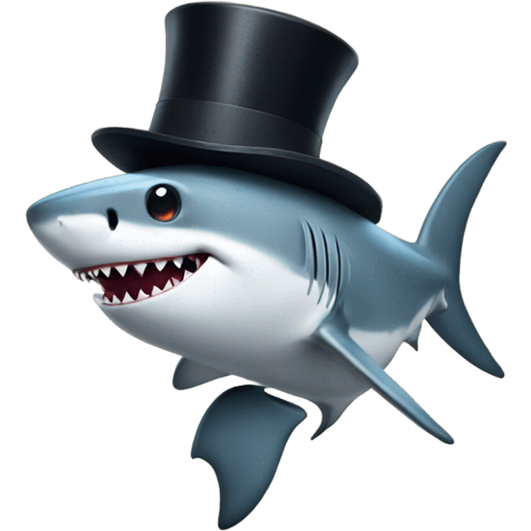 Shark with a top hat emoji