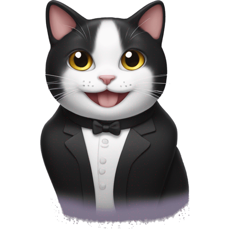 Tuxedo cat smiling  emoji