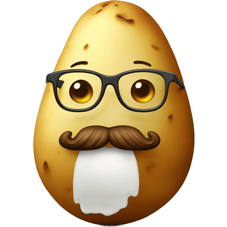 Happy potato with eyeglasses and beard emoji