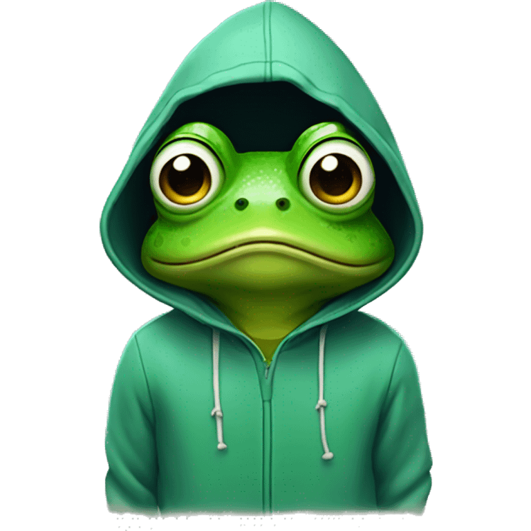 frog wearing a hoodie emoji