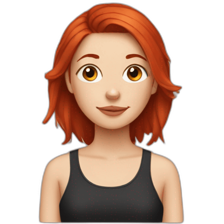 teenage girl, red hair with black staffy emoji