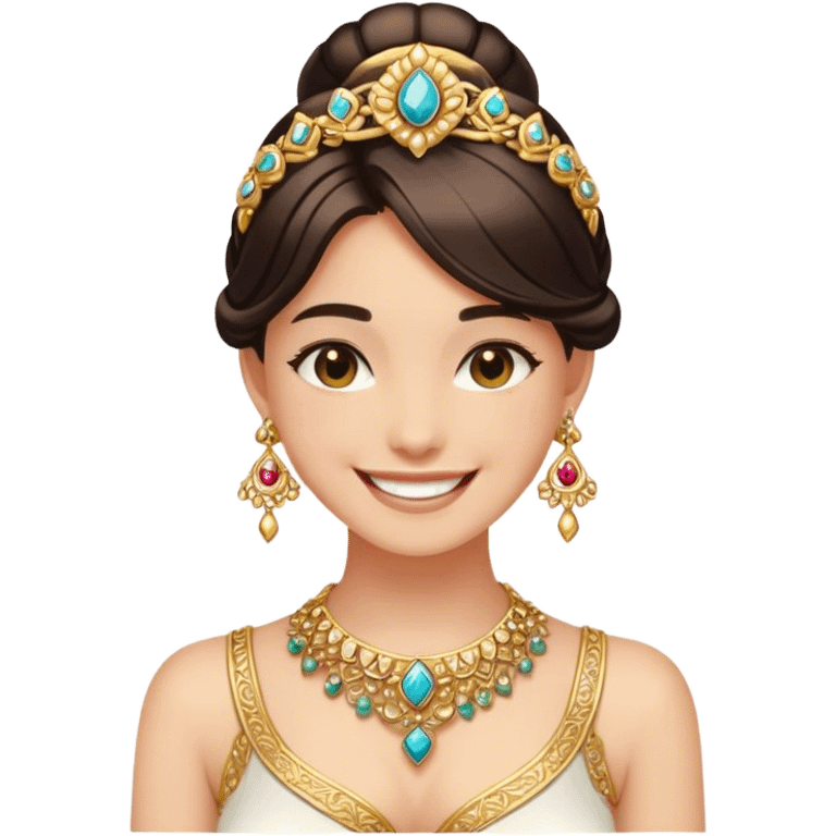 smiling girl with jewelry indoors emoji