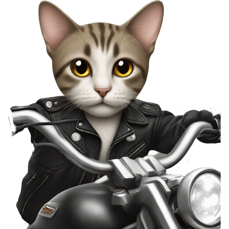 Cat driving a motorcycle with tattoos  emoji