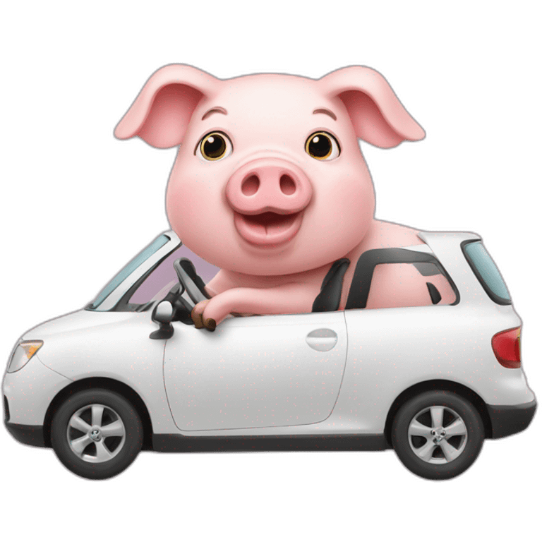 pig driving car emoji