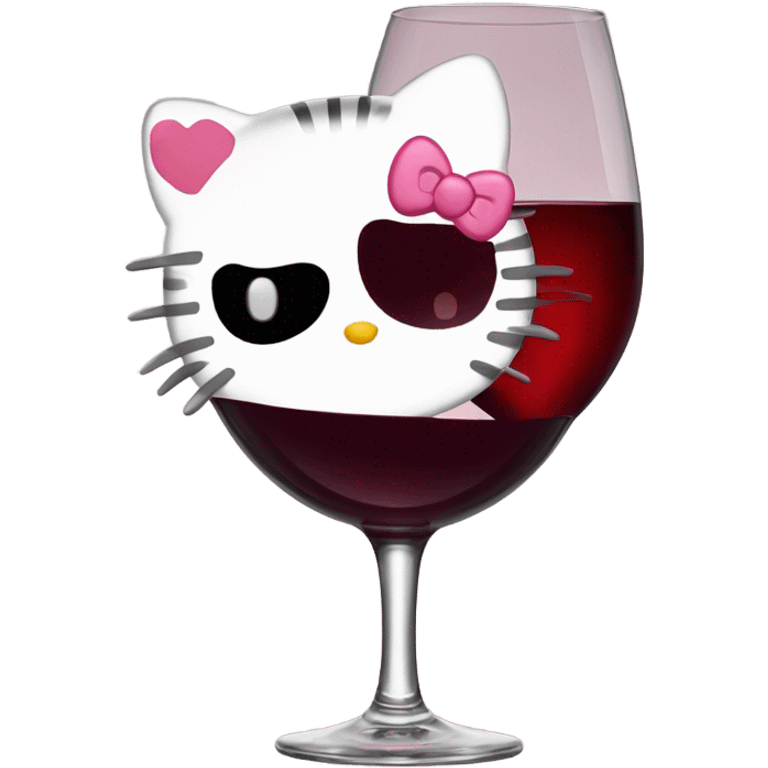 Hello Kitty drinking red wine emoji