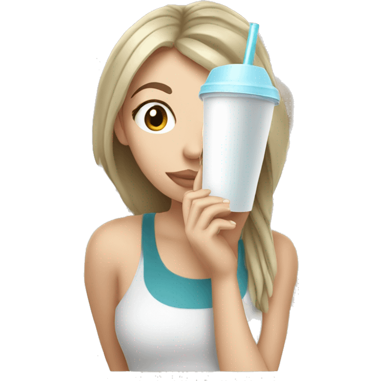 White girl drinking protein shake  emoji