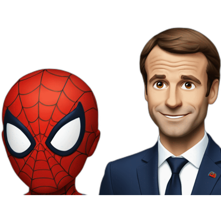 macron with spiderman emoji