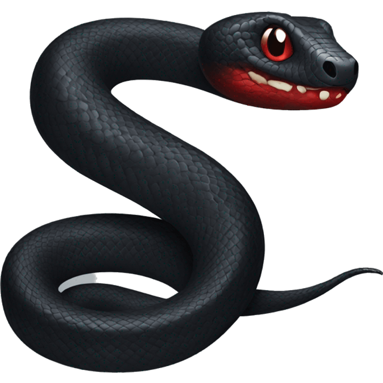 Moving Black snake with red belly detailed emoji